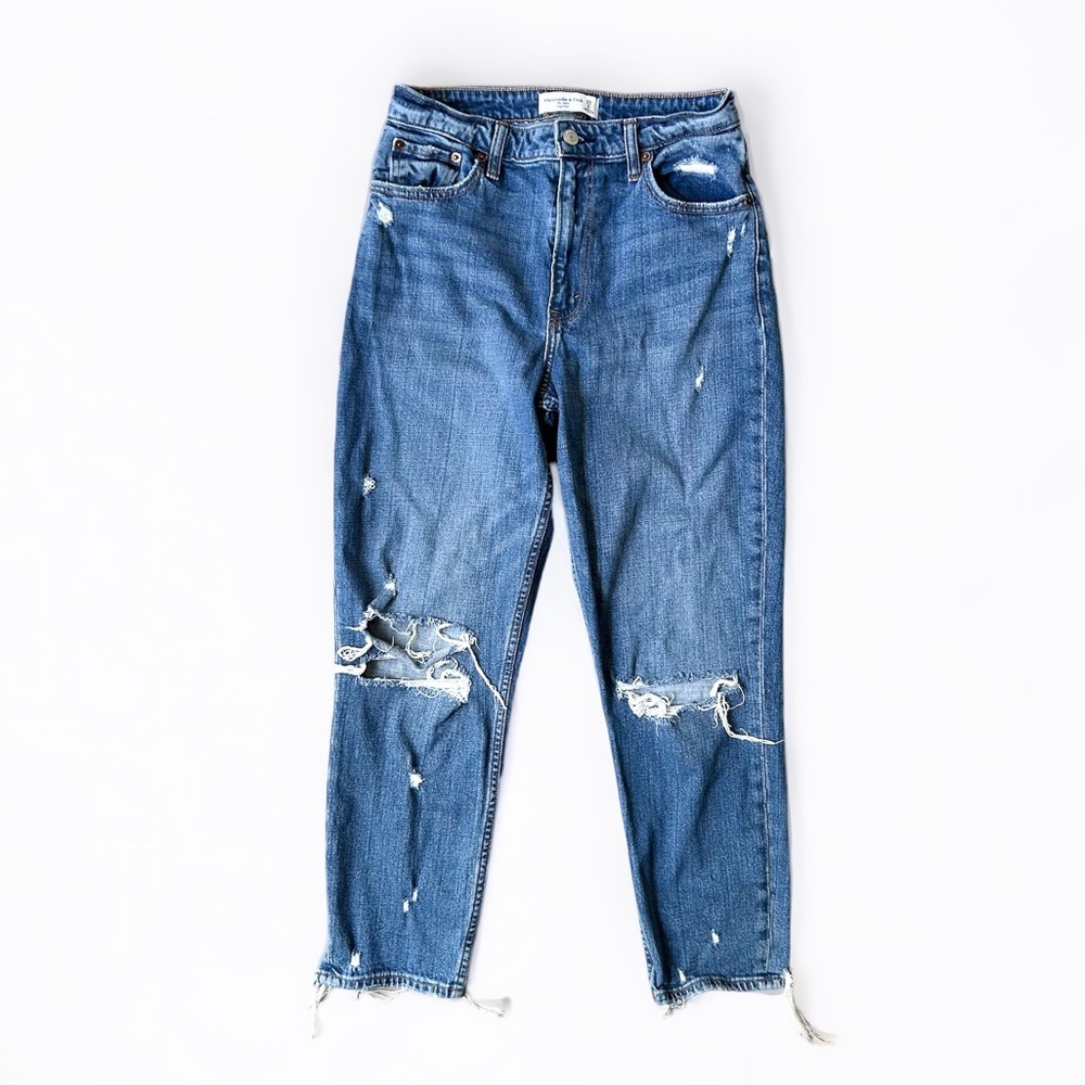 Abercrombie & Fitch The Mom High Rise Curve Love Jean Dark Wash